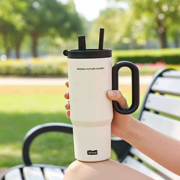 25oz Stainless Steel Insulated Tumbler with Straw & Handle