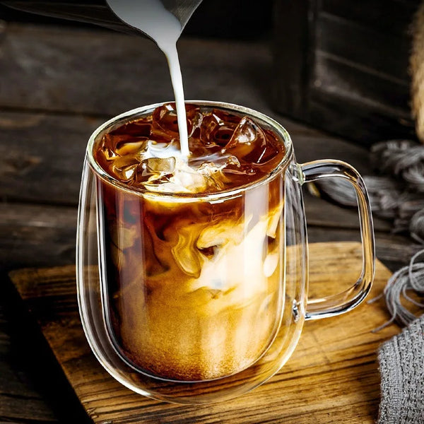 Double Wall Glass Coffee Cup with Handle