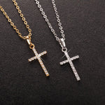 Metal Diamond Cross Pendant Necklace