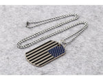 American Flag Military Card Pendant Necklace