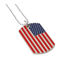 American Flag Military Card Pendant Necklace