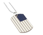 American Flag Military Card Pendant Necklace