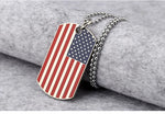 American Flag Military Card Pendant Necklace