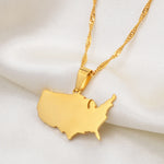American Map Pendant Necklace
