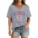 Women's America 1776 Flag Bow V-Neck T-Shirt
