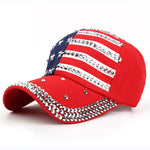 USA Flag Diamond Rivet Snapback Cap