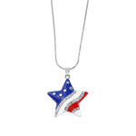 Patriotic American Flag Star Pendant Necklace