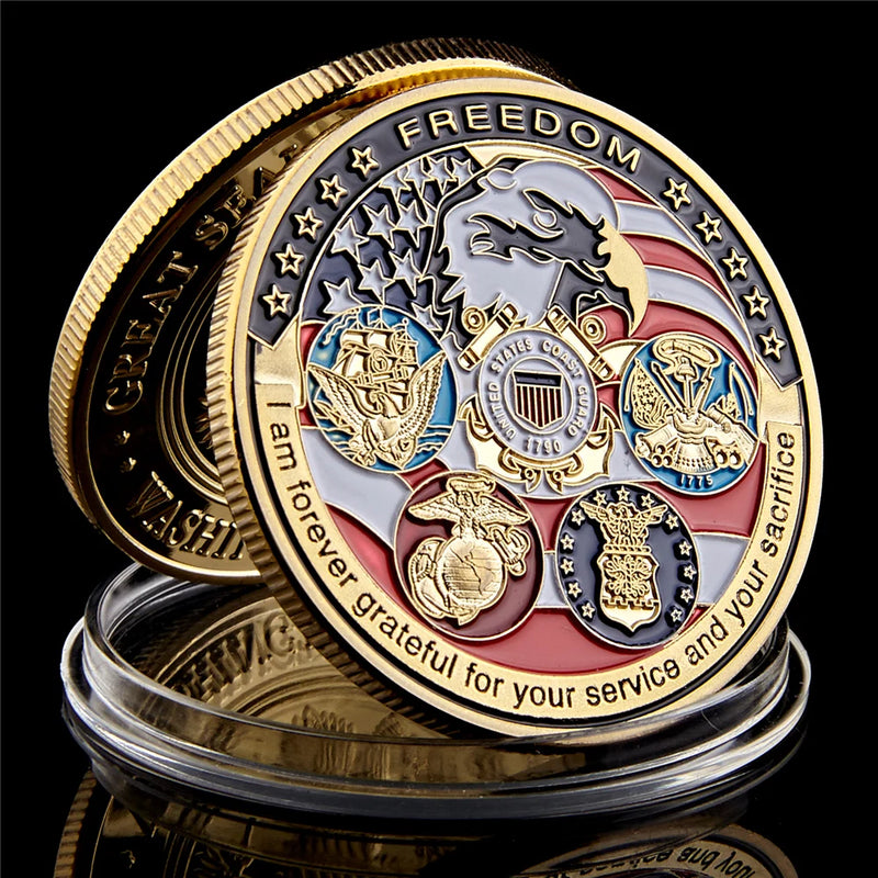 Military Coast Guard Gold-Plated Challenge Coin