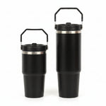 1pc Vacuum Tumbler with Lid Stainless Steel Portable Water Bottle with Dazzling Handle Insulated Tumbler Tote Handle 20/30OZ
