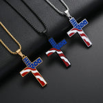 American Flag Cross Pendant Necklace