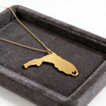 Florida Map Stainless Steel Pendant Necklace