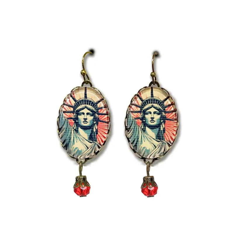 Statue of Liberty Antique Bronze Drop Earrings