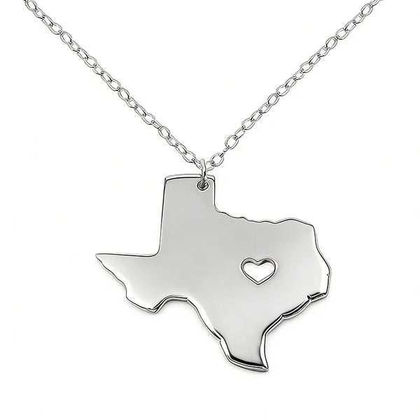 Texas Map Stainless Steel Pendant Necklace