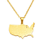 American Map With State Names Pendant Necklace