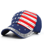 USA Flag Diamond Rivet Snapback Cap