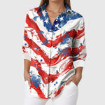 Women's USA Flag Floral Long Sleeve Shirt