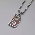 Stainless Steel Football Initial Letter Necklace