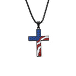 American Flag Cross Pendant Necklace