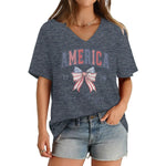 Women's America 1776 Flag Bow V-Neck T-Shirt