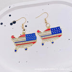USA Red White & Blue Flag Charm Earrings