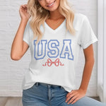 Women's America 1776 Flag Bow V-Neck T-Shirt
