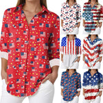 Women's USA Flag Floral Long Sleeve Shirt