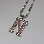 Stainless Steel Football Initial Letter Necklace