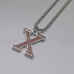 Stainless Steel Football Initial Letter Necklace