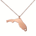 Florida Map Stainless Steel Pendant Necklace