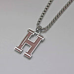 Stainless Steel Football Initial Letter Necklace