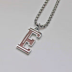 Stainless Steel Football Initial Letter Necklace