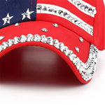 USA Flag Diamond Rivet Snapback Cap