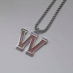 Stainless Steel Football Initial Letter Necklace