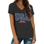 Women's America 1776 Flag Bow V-Neck T-Shirt