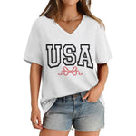 Women's America 1776 Flag Bow V-Neck T-Shirt