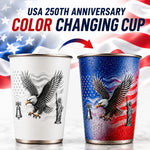 USA 250th Anniversary Color Changing Cup 1776-2026 Patriotic Stainless Steel Tumbler American Independence Day Gift Mug