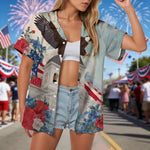 Women's American Flag Hawaiian Shirt