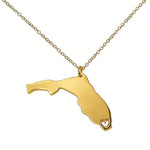 Florida Map Stainless Steel Pendant Necklace