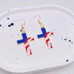 USA Red White & Blue Flag Charm Earrings