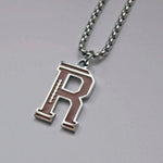 Stainless Steel Football Initial Letter Necklace