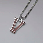 Stainless Steel Football Initial Letter Necklace