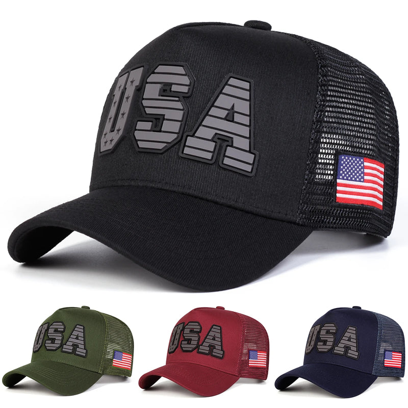 USA Letter Embroidered Mesh Cap
