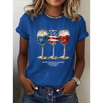Women's Wine Glasses USA O-Neck Short Sleeve T-Shirt