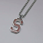 Stainless Steel Football Initial Letter Necklace
