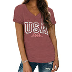 Women's America 1776 Flag Bow V-Neck T-Shirt
