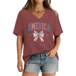Women's America 1776 Flag Bow V-Neck T-Shirt
