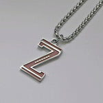 Stainless Steel Football Initial Letter Necklace