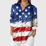 Women's USA Flag Floral Long Sleeve Shirt