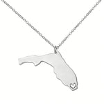 Florida Map Stainless Steel Pendant Necklace