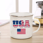 American flag enamel cup coffee cup usa couple mug personality camping campfire beer tea cup original breakfast cup